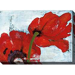 Laura Gunn Poppies on Blue III Oversized Canvas Art  Overstock