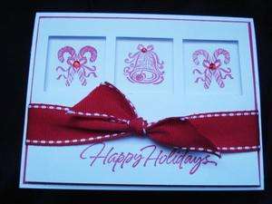   Christmas Card Stampin Up Dimensional Happy Holidays Candy Cane Lace