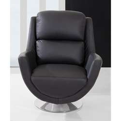 Zentro Black Leather Modern Swivel Chair  