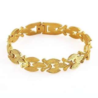   Wide Thick 24k Yellow Gold Filled Mens Cuff Starter Bracelet Chain 8