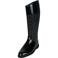 Gucci Womens Black Flat Rain Boots  