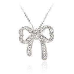 Sterling Silver Diamond Accent Bow Necklace  