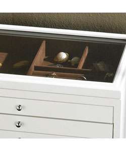 drawer Glass Top White Jewelry Box  