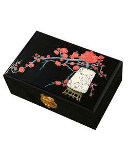 Hand painted Eggshell Plum Tree Lacquer Jewelry Box  
