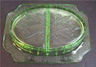  Deco Vaseline Uranium Depression pattern glass condiment butter dish 