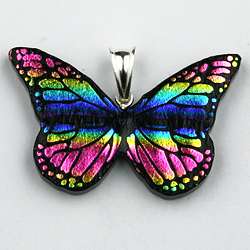   Dichroic Glass Rainbow Butterfly Pendant (Mexico)  