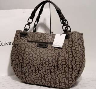 NEW Calvin Klein CK Logo Gray Tote Purse Bag Handbag Large  