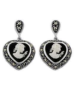 Black Onyx Mother of Pearl Cameo Earrings  Overstock