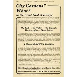  1908 Ad City Gardens Irrigation Land Paris H. Renshaw 