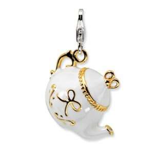   La Vita Silver Gold Plated Enamel Teapot Charm Amore La Vita Jewelry