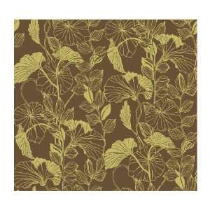  Leaf Prepasted Wallpaper, Chocolate Brown/Kiwi Green
