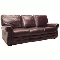   Burgundy Italian Leather Reclining Sofa and Two Chairs  