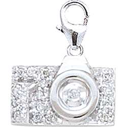 14k White Gold 1/10ct TDW Diamond Camera Charm  Overstock