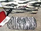 CARLOS SANTANA Black & Silver Zebra Sequined Wristlet Handbag/Clutch 