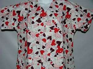 BABY HEARTS RED Gripper Top S SMALL Nursing Scrub NEW  