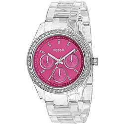 Fossil Womens Stella Pink Dial Chrono Watch  