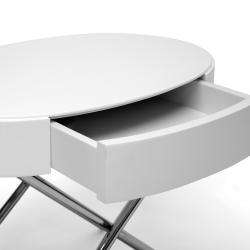 Coquille White Modern Oval Coffee Table with Drawer  Overstock