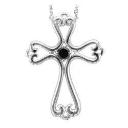 Sterling Silver 1/6ct TDW Black Diamond Cross Necklace  