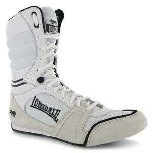   Cyclone Leather Mens Boxing Boots White Black Shoes Fight Training New