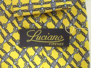 You are bidding on a LUCIANO FIRENZE Yellow Blue Print Silk Neck Tie 