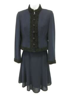 SCASSI Vintage Navy Black Skirt Blazer Suit Sz 2  