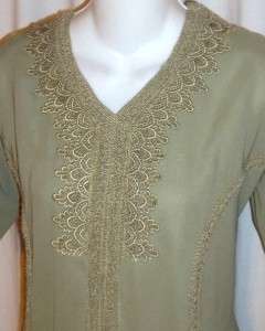  Olive Emb Indian Salwar Kameez Punjabi Sari Pant Suit L 42  