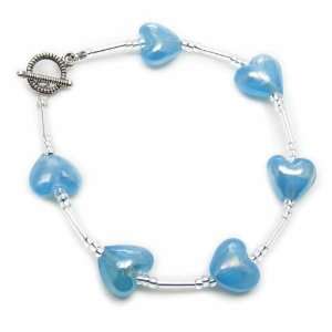     Unique Blue Glass Heart Bracelet by Dragonheart   19cm Jewelry