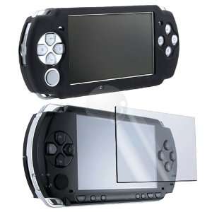  Black Skin Case +LCD Screen Protector for SONY PSP 3000 