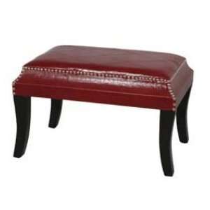  Faux Leather Ottoman with Nailhead Accents (Alligator Red 