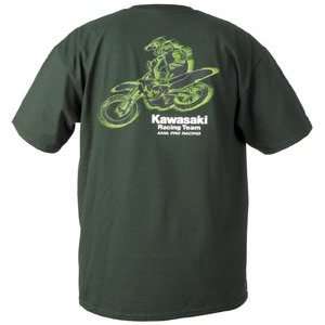   Kawasaki Green Dotted Line T Shirt , Size: 2XL KAW8100 2XL: Automotive