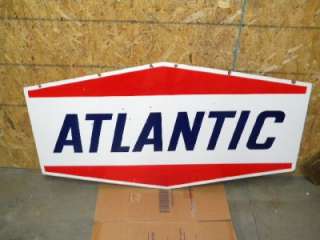NICE Atlantic Gasoline Motor Oils DBL Sided Porcelain Station Sign 