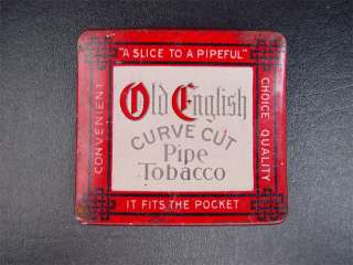 Vintage Old English Curve Cut Pipe Tobacco Pocket Tin  