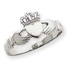   White or Yellow Gold Ladies Claddagh Ring Available in Multiple Sizes