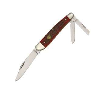   Rooster Knives 113RPB Whittler Pocket Knife with Red Pick Bone Handles