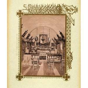 1893 Etching Mount Tabor Church Transfiguration Altar   Original 