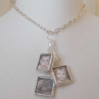 Custom keepsake multi photo glass charm dangle necklace  