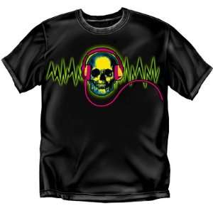  Guitar Skull Rhythm   Earphones T Shirt
