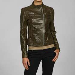 Laundry By Shelli Segal Womens Cracked Leather Jacket  Overstock