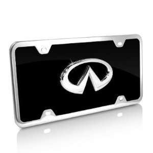 Infiniti Logo on Black Acrylic Auto License Plate with Chrome Frame 