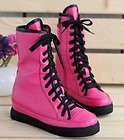 Pink Lace Up Military Combat Ankle Boots Shoes #581d