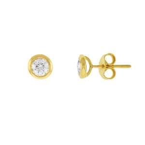  18k .50 Dwt Diamond Yellow Earrings Stud Solitaire Post 