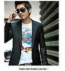   Stylish Mens Korean Style Black Slim Fit One Button Casual Blazer