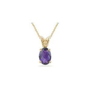  0.99 Cts Amethyst Scroll Pendant in 14K Yellow Gold 
