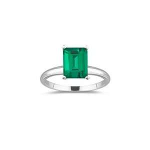  0.85 Cts 7x5 mm Emerald Lab Created Emerald Solitaire Ring 