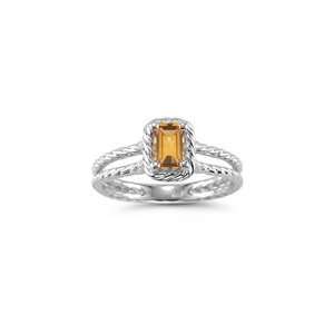  0.36 Cts Citrine Solitaire Ring in 14K White Gold 8.5 