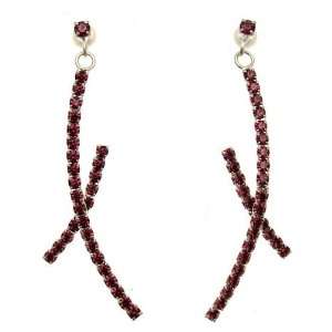     Purple Diamante Crystal   Criss Cross Drop Earrings Jewelry