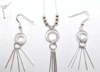 925 STERLING SILVER Earring+Necklace w 16Chain SET S44  