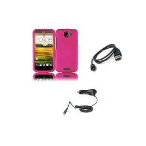: HTC One S (T Mobile) Premium Combo Pack   Hot Pink Hard Shield Case 