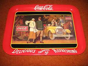 Coca Cola TRAY > TOURING CAR 1920s > 1987 > Large > 13x17 > Coke 