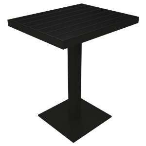  Polywood Euro 20 x 24 Pedestal Dining Table in Black 